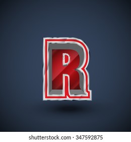 3D red steel font, vector