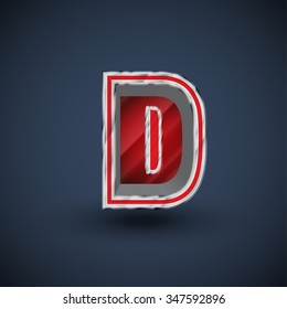 3D red steel font, vector