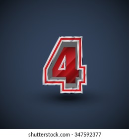 3D red steel, number vector