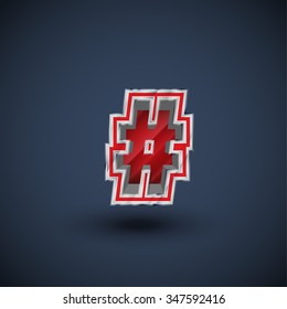 3D red steel sign, vector