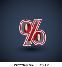 3D red steel sign, vector