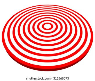 3d, red target isolated on white. Objective, accuracy, precise concepts.