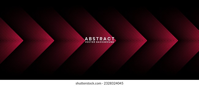 3D red techno abstract background overlap layer on dark space with glowing arrows effect decoration. Modern graphic design element future style concept for banner, flyer, card, or brochure cover