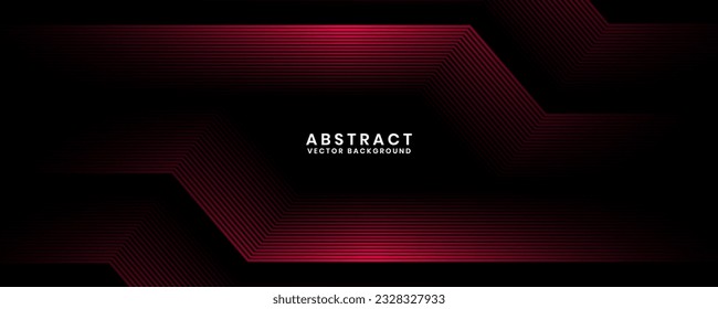 Capa de solapamiento de fondo abstracto de tecnología 3D roja en el espacio oscuro con la decoración de efecto de líneas brillantes. Diseño gráfico moderno concepto de estilo futuro para banner, volante, tarjeta o portada