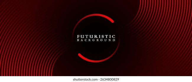 3D Red techno abstract background overlap layer on dark space with circle stripes shape decoration. Modern graphic design element future style concept for banner, flyer, card, web