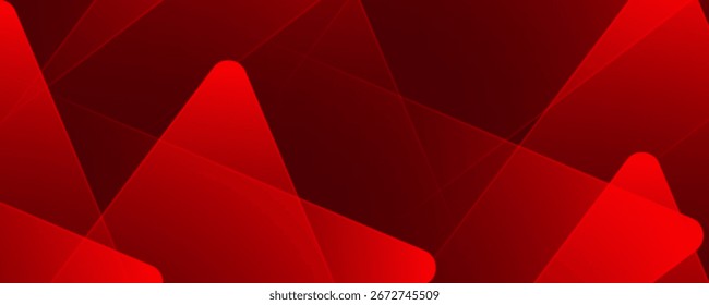 Capa de traslape de fondo abstracto techno rojo 3D en el espacio oscuro con decoración de triángulo brillante. Concepto de estilo futuro de elemento de Diseño gráfico moderno mínimo para Anuncio, volante, tarjeta o cubierta de folleto