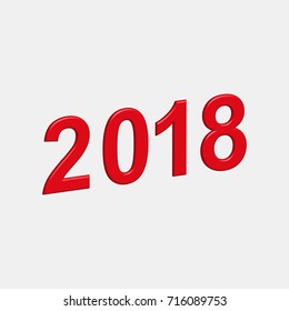 3d red text 2018, Vector illustration