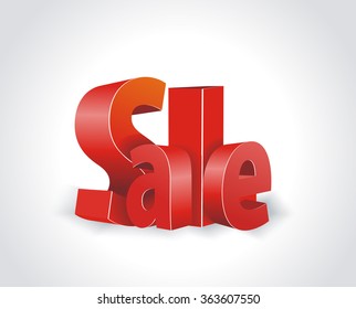 3d red text SALE, vector illustration