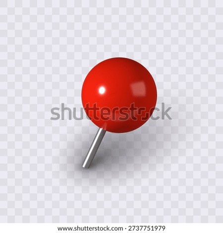 3D red thumbtack pin isolated on background. Vector illustration.