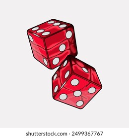 3d red two dices vector illustration