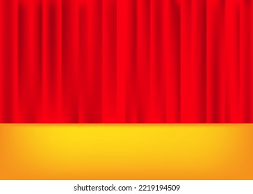 3d Red Velvet Curtain Backdrop Vector Design