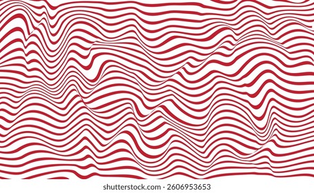 3D Red Wavy Line Pattern  Dynamic Undulating Design on White Background