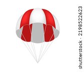 3D Red And White Big Parachute On White Background. EPS10 Vector
