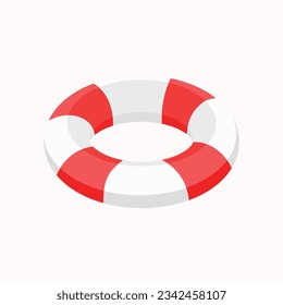 3d red and white lifebuoy. Safe a life concept. Vector illustration in trendy flat style isolated on white background.