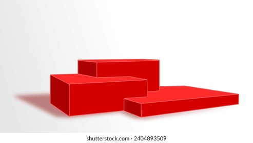 3d red winner podium vector illustration