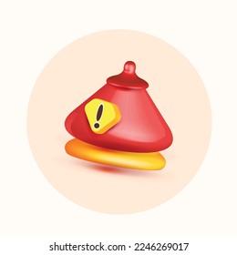 3d peligro amarillo rojo atención campana de seguridad de emergencia de emergencia icono de advertencia de vector ilustración de representación color mágico mínimo de urgencia de fondo de imagen estilo de caricatura