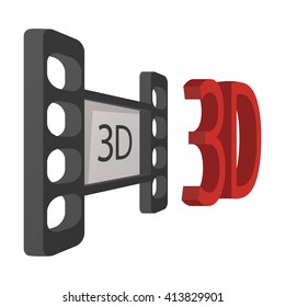 3d reel of film icon.  