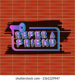 3D Refer a friend concept vector with megaphone, landing page, template, ui, web, mobile app, poster, banner, flyer, background, gift card, label, wallpaper - Vector