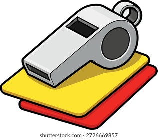 3D Referee Whistle and card Icon graphic illustration