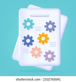 3d reference guide. Digital manual user. Instructions for learning assistance, tutorial. Document and gear. A travel guide, tips and valuable data. Electronic guid, manual with settings. Vector