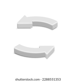 3D Refresh circle arrows. Vector isometric round reload arrow icon isolated on white background. 3D design element for app, web, advert
