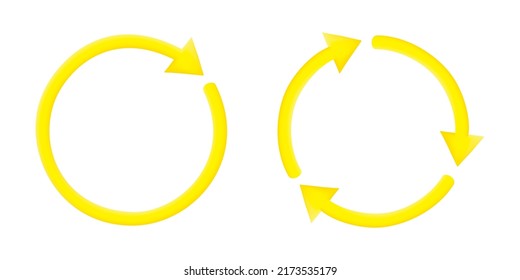 3d Refresh Icon With Yellow Color Isolated On Whitebackground.