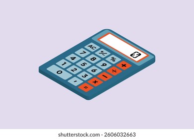 3d regular calculator. Calculator Concept. Colored flat vector illustration isolated