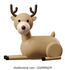 Representación de renos 3D para el modelo de caracteres de Navidad