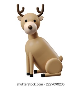 Representación de renos 3D para el modelo de caracteres de Navidad