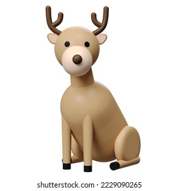3D-Rentier-Darstellung für Weihnachtsgestaltermodell