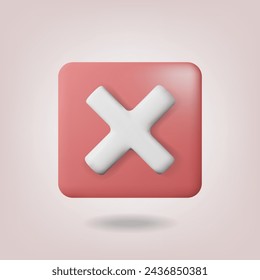 3D rejection icon, red cross sign
