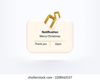 3D reminder notifications page with floating elements. Alert for Merry Christmas events, reminder and timetable in background. 3d vector bell render on calendar.