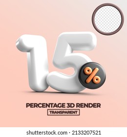 Representación 3D 15% Descuento de venta de color blanco transparente para tienda 