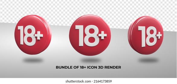 3D render 18+  icon 3d render red