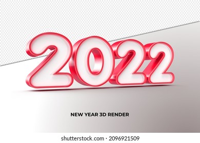 3D render 2022 new year red color