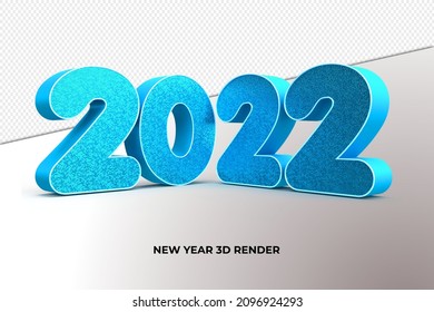 Representación 3D 2022 año nuevo Color azul