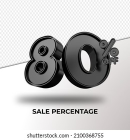 3D render 80 percentage sale discount black color