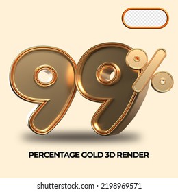 3D procesado 99% número de oro estilo para descuento, descuento de venta, progreso de trabajo, porcentaje