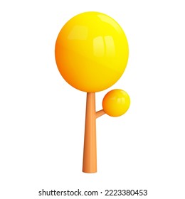 3d render abstract autumn tree isolated on white background. Abstract yellow plan shape design element. Vector cartoon illustration.