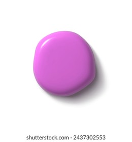 3d render abstract liguid shape. Purple, lilac paint splash with shadow on a white background. Realistic isolated vector illustration for card, party, design, flyer, web, advertising