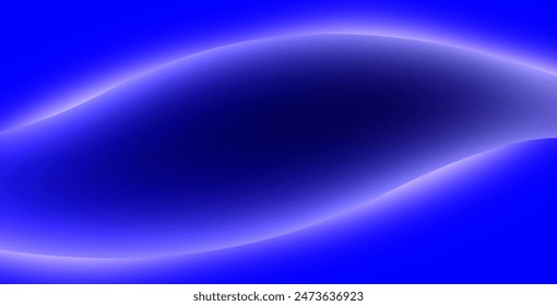 3d render, abstract minimal neon background with glowing wavy line. Dark wall illuminated with led lamps. Blue futuristic wallpaper