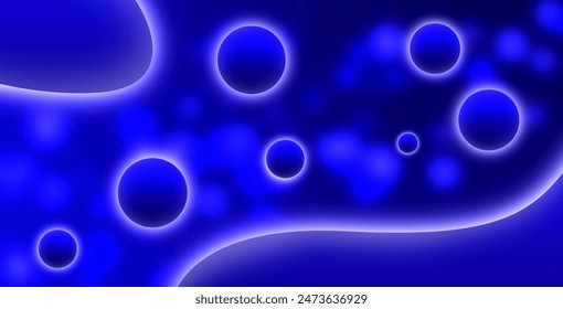 3d render, abstract minimal neon background with glowing wavy line. Dark wall illuminated with led lamps. Blue futuristic wallpaper