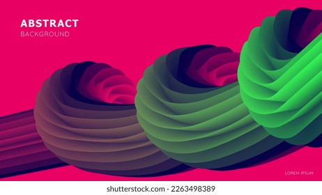 3d render, abstract modern pink background with vibrant blue and green color, swirled 3d ribbons macro, modern abstract background design with blended shape, perfect for wallpaper and backrgound