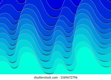 3d render, abstract paper shapes background, sliced layers, waves, hills, gradient blend, equalizer