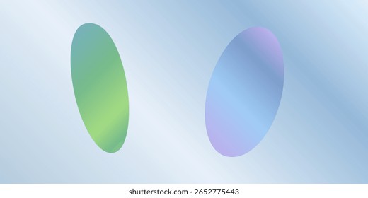 3d render, abstract simple geometrical shapes isolated on white background. Flat round glass with green blue violet gradient. Modern minimal concept