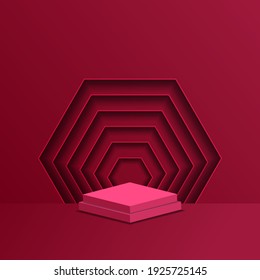 3D Render of Abstract Yellow Composition with Podium. Minimal Studio with Round Pedestal and Copy Space. Futuristic Interior Backdrop for Landing Page, Showcase, Product Presentation.