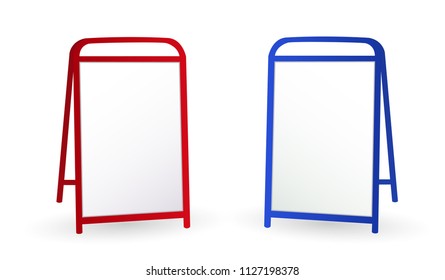 3d render of advertising construction stand on isolated clean white background. Design template blank pop up banner display template for designers. Vector illustration EPS 10 promotional presentation