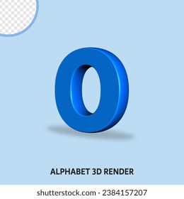 3D render alphabet blue color glossy