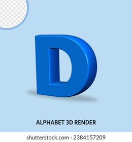 3D render alphabet blue color glossy