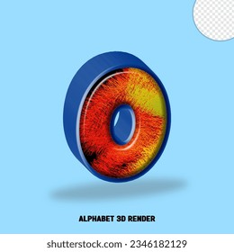 3D-Renderalphabet blauer Linie mit abstrakter, farbiger Hochglanz